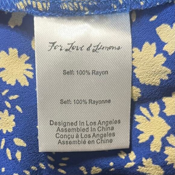 For Love And Lemons Zamira Floral Tie Front Crop Top Sz Large Blue White Flirty - Picture 6 of 7